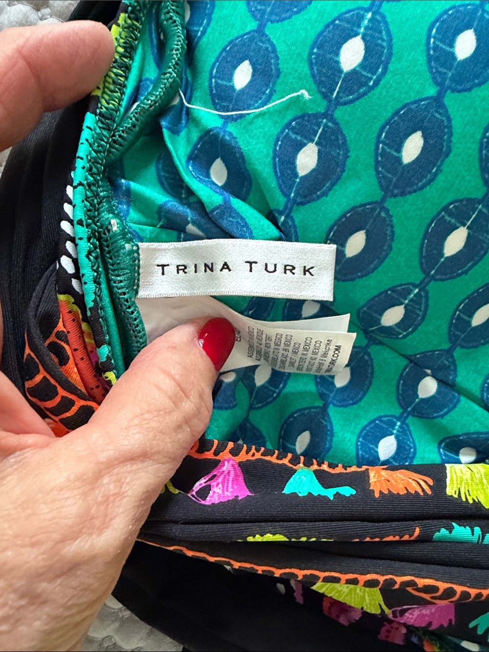 Trina Turk Teal and Navy Multicolor Printed Swimwear - Picture 2 of 5